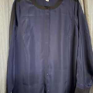 J. Crew Midnight Blue Top with Black Trim